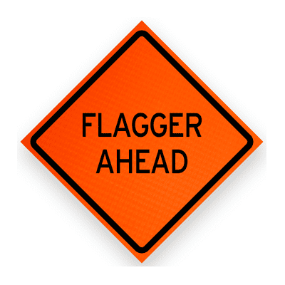 Flagger Ahead Sign