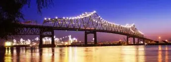 Baton Rouge Bridge Over Mississippi River in Louisiana at Night