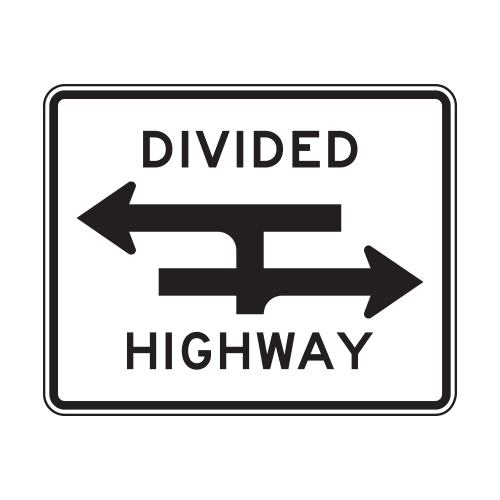R6-3a Divided Highway Sign