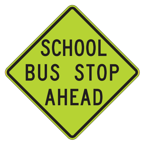 S3-1T School Bus Stop Ahead Sign