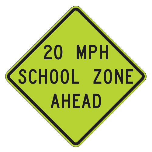 S4-5A 20 MPH School Zone Ahead Sign