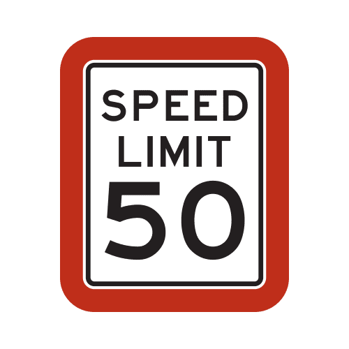 R2-1T Red Border Speed Limit Sign