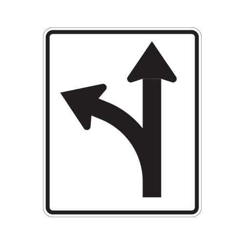 R3-6L Left Turn and Straight Lane Sign
