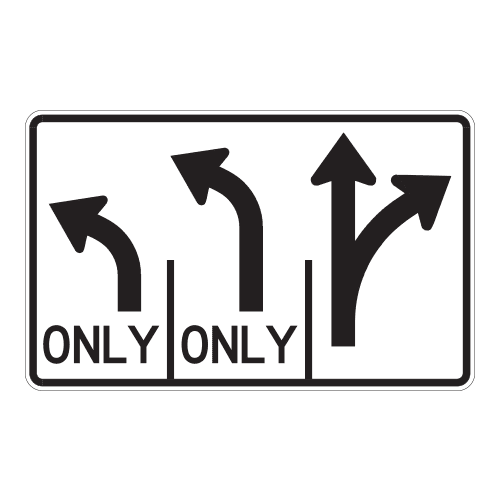 R3-8 LLK Double Left Lane Turn with Straight and Right Sign