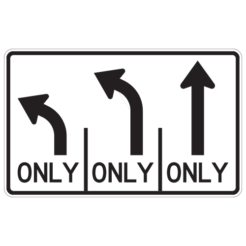 R3-8 LLS Double Left Lane Turn with Straight Sign