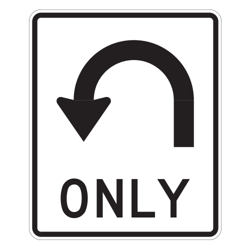 R3-8uT U-turn Only Sign