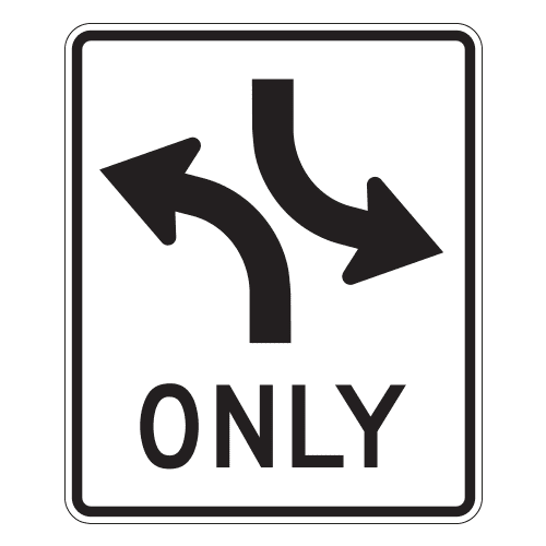 R3-9a Two-Way Left Turn Only Sign