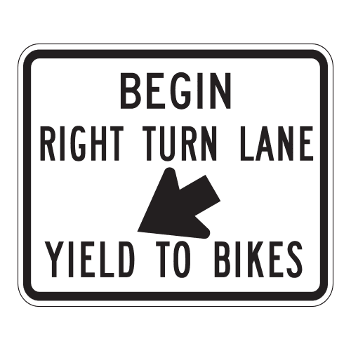 R4-4 Begin Right Turn Lane Yield To Bikes Sign