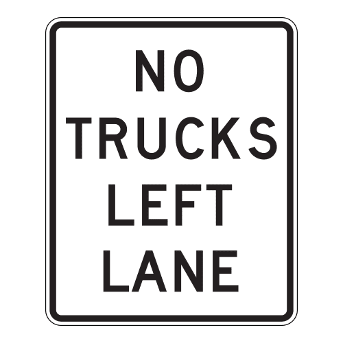 R4-5aT No Trucks Left Lane Sign