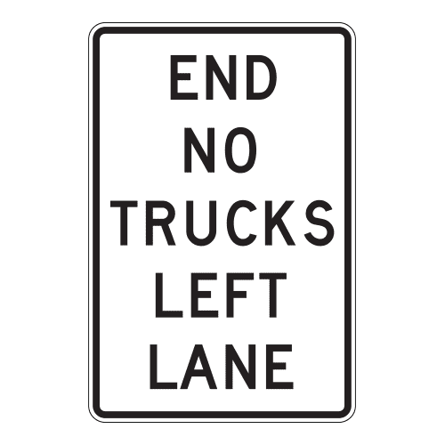 R4-5cT End No Trucks Left Lane Sign