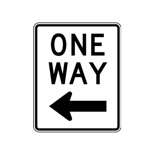 R6-2L One Way Sign With Left Arrow Sign