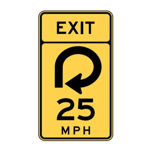 W13-6 Exit Advisory Speed With Reverse Curve Sign