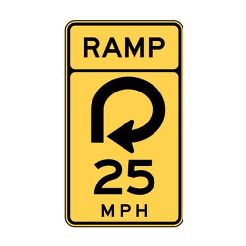 W13-7 270-Degree Loop Ramp Advisory Sign