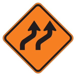 CW1-4bR Curved Road Sign