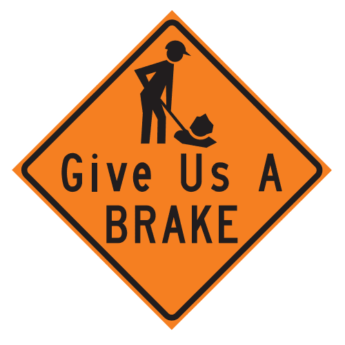 BRAKE PROBLEMS STOP HERE ヴィンテージメタルサイン BRAKE PROBLEMS STOP HERE ヴィンテージメタルサイン