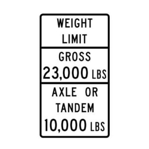 R12-4bT Weight Limit Gross Axle or Tandem Sign