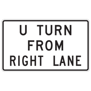 R3-23a U-Turn From Right Lane Sign