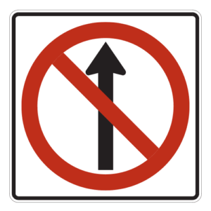 R3-27 No Straight Through Sign