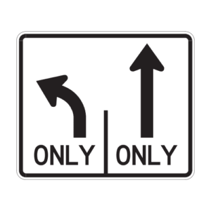 R3-8 LS Left Only Straight Only Sign