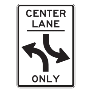 R3-9b Two-Way Left Turn Only Sign