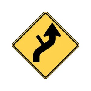 W1-10dR Right Curve with Side Road Sign