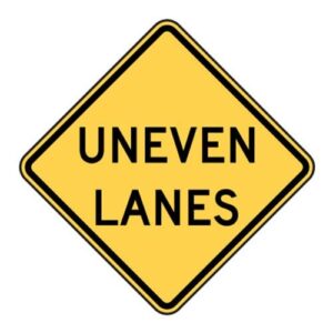 W8-11 Uneven Lanes Signs
