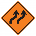 CW1-4bR Curved Road Sign