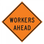 CW21-1bT Workers Ahead Sign