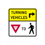 R10-15R Turning Vehicles Yield to Pedestrians (Right) Sign