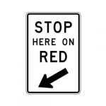 R10-6L Stop Here on Red (Left Arrow) Sign