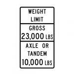 R12-4bT Weight Limit Gross Axle or Tandem Sign