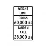 R12-4cT Weight Limit Gross Axle Tandem Sign