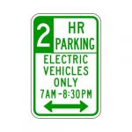 R7-112a 2 HR Parking 7AM - 8:30PM Electric Vehicles Sign