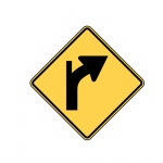 W1-10bR Right Curve with Side Road Sign