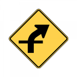 W1-10aR Curve Right with Cross Road Sign
