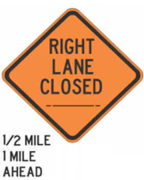 W20-5 Lane Closed Sign